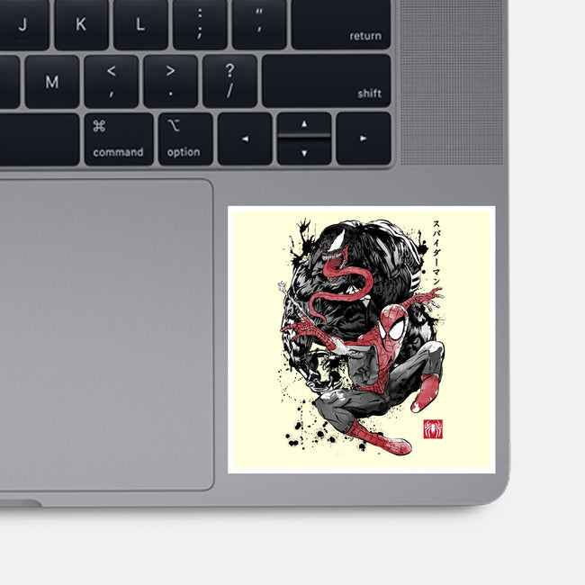 The Spider And The Symbiote Sumi-e-None-Glossy-Sticker-DrMonekers