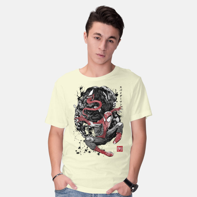 The Spider And The Symbiote Sumi-e-Mens-Basic-Tee-DrMonekers