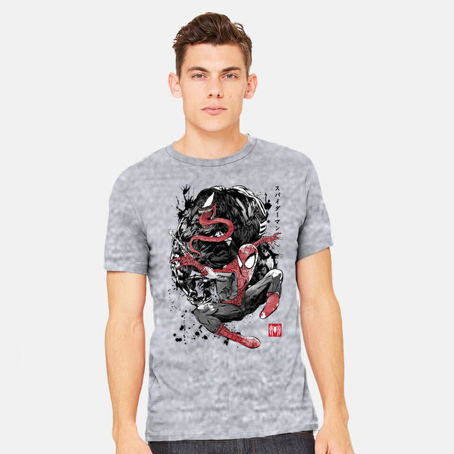 The Spider And The Symbiote Sumi-e-Mens-Heavyweight-Tee-DrMonekers