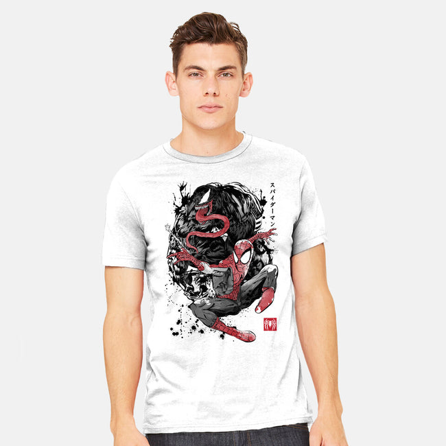 The Spider And The Symbiote Sumi-e-Mens-Heavyweight-Tee-DrMonekers
