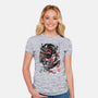 The Spider And The Symbiote Sumi-e-Womens-Fitted-Tee-DrMonekers