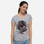 The Spider And The Symbiote Sumi-e-Womens-V-Neck-Tee-DrMonekers
