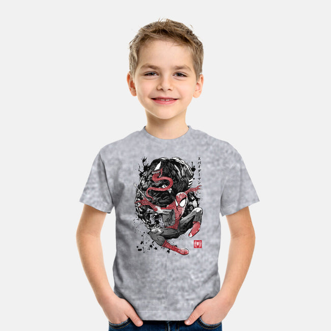 The Spider And The Symbiote Sumi-e-Youth-Basic-Tee-DrMonekers