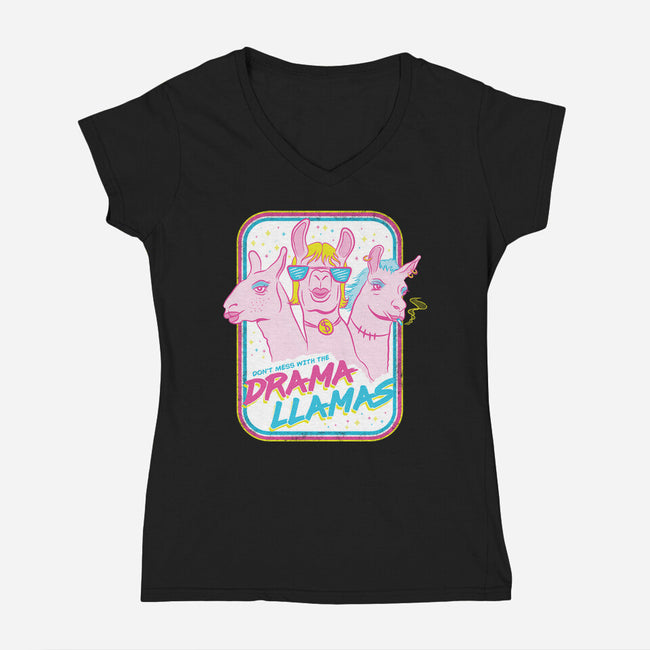 Drama Llamas-Womens-V-Neck-Tee-hbdesign