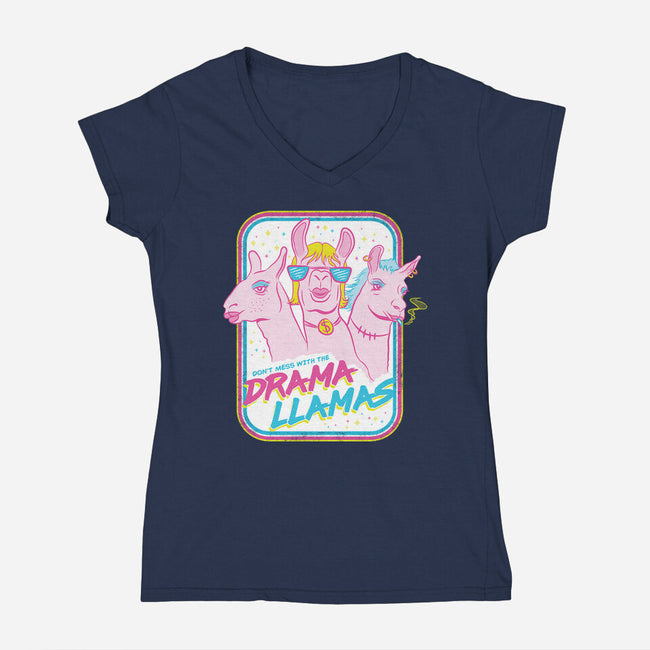 Drama Llamas-Womens-V-Neck-Tee-hbdesign