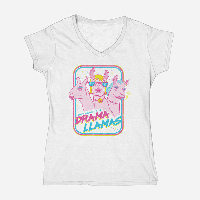 Drama Llamas-Womens-V-Neck-Tee-hbdesign