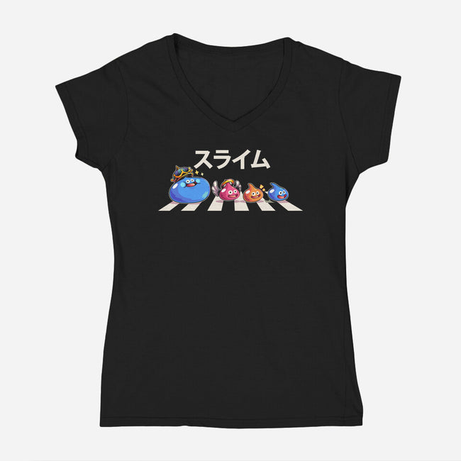 The Slimes-Womens-V-Neck-Tee-2DFeer