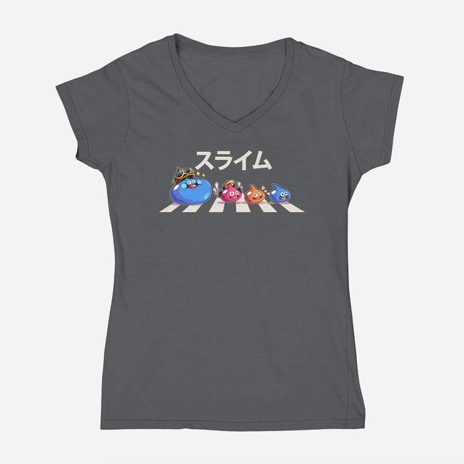 The Slimes-Womens-V-Neck-Tee-2DFeer