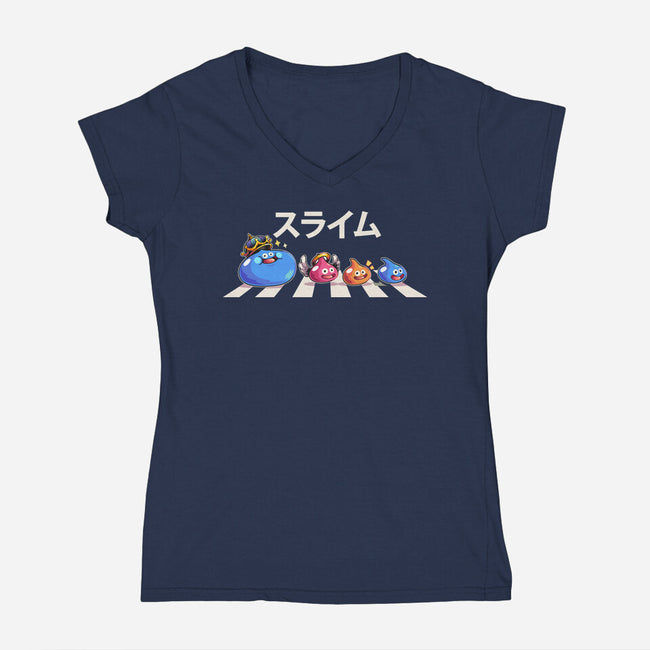 The Slimes-Womens-V-Neck-Tee-2DFeer
