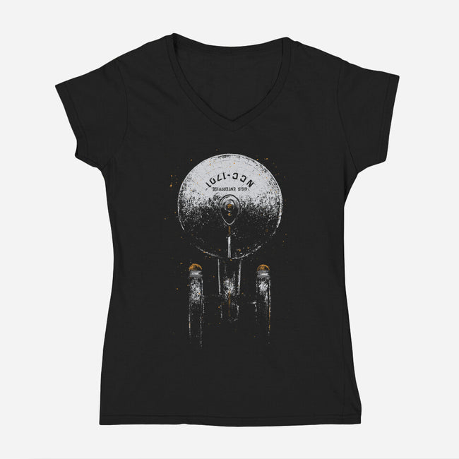 Boldly Go Starship-Womens-V-Neck-Tee-xMorfina