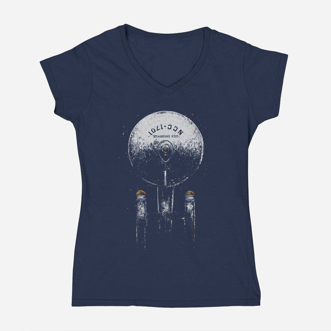 Boldly Go Starship-Womens-V-Neck-Tee-xMorfina