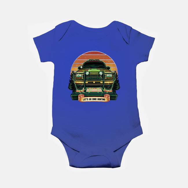Dino Hunting Sunset-Baby-Basic-Onesie-glitchygorilla
