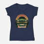 Dino Hunting Sunset-Womens-V-Neck-Tee-glitchygorilla