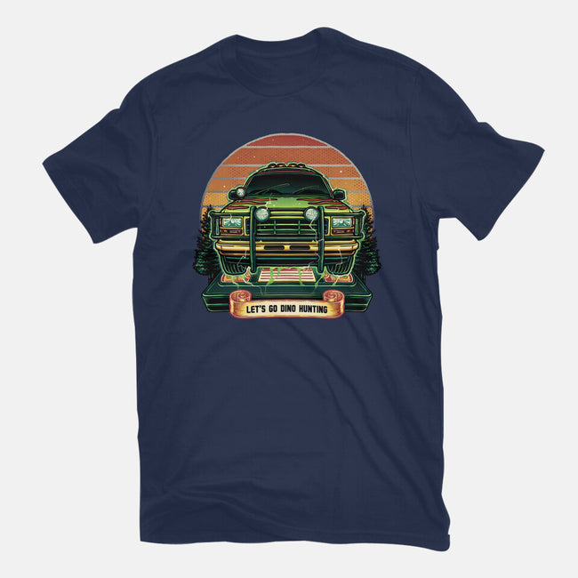Dino Hunting Sunset-Womens-Basic-Tee-glitchygorilla
