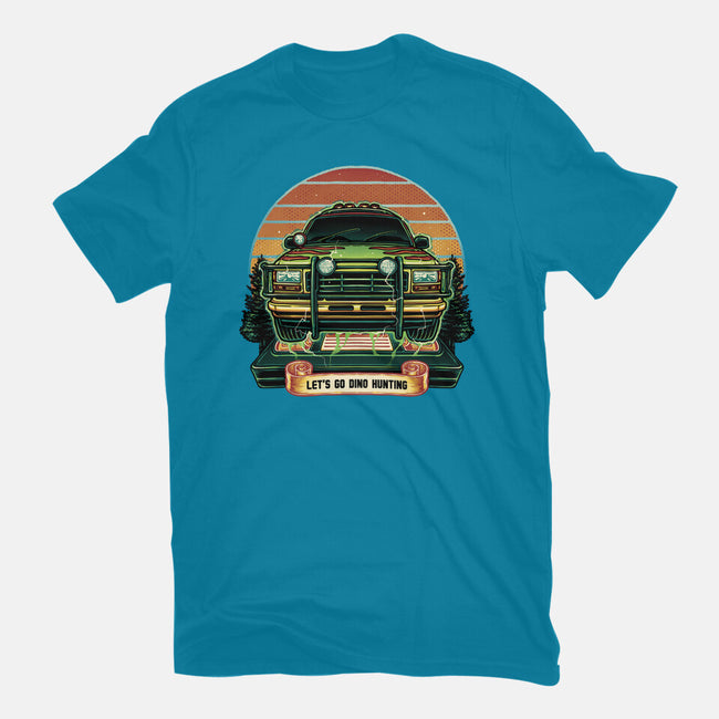 Dino Hunting Sunset-Mens-Premium-Tee-glitchygorilla