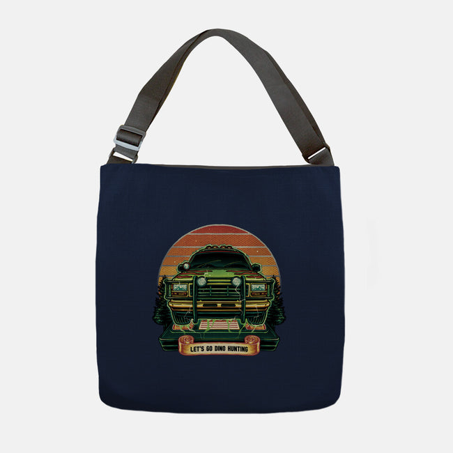Dino Hunting Sunset-None-Adjustable Tote-Bag-glitchygorilla