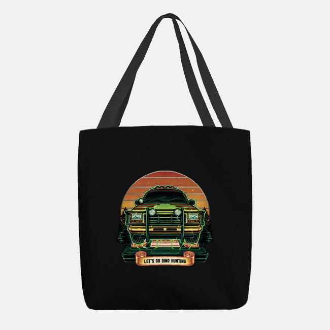 Dino Hunting Sunset-None-Basic Tote-Bag-glitchygorilla