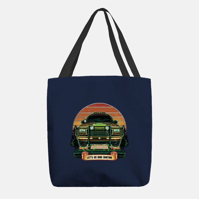 Dino Hunting Sunset-None-Basic Tote-Bag-glitchygorilla
