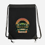 Dino Hunting Sunset-None-Drawstring-Bag-glitchygorilla
