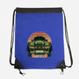 Dino Hunting Sunset-None-Drawstring-Bag-glitchygorilla