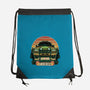 Dino Hunting Sunset-None-Drawstring-Bag-glitchygorilla