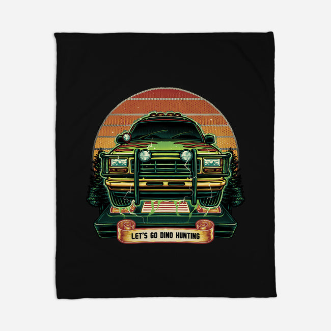 Dino Hunting Sunset-None-Fleece-Blanket-glitchygorilla