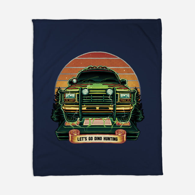 Dino Hunting Sunset-None-Fleece-Blanket-glitchygorilla