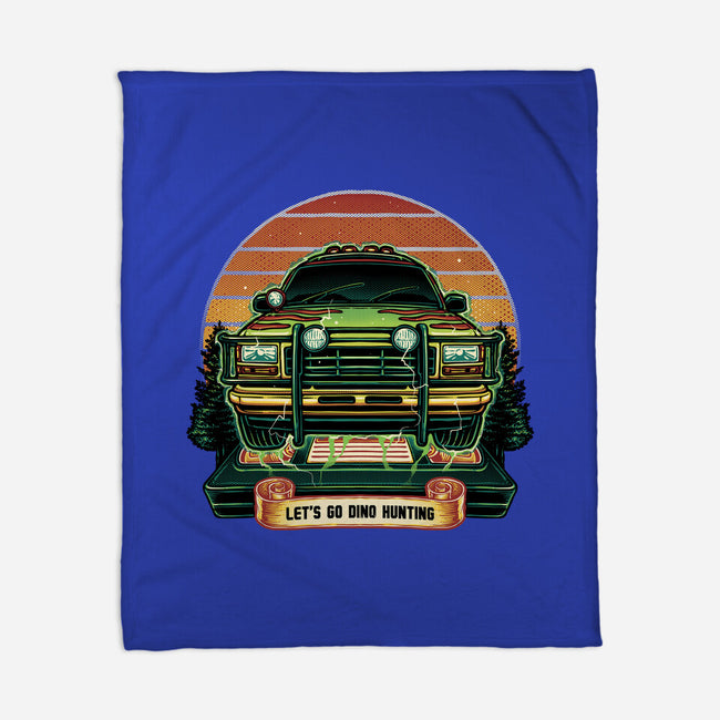 Dino Hunting Sunset-None-Fleece-Blanket-glitchygorilla