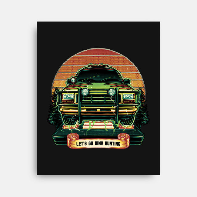 Dino Hunting Sunset-None-Stretched-Canvas-glitchygorilla