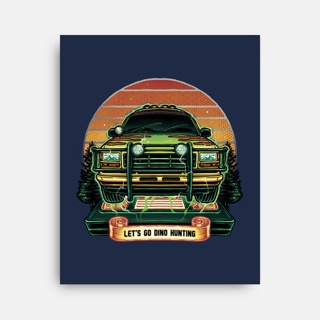 Dino Hunting Sunset-None-Stretched-Canvas-glitchygorilla