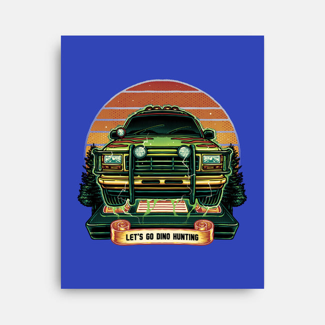 Dino Hunting Sunset-None-Stretched-Canvas-glitchygorilla