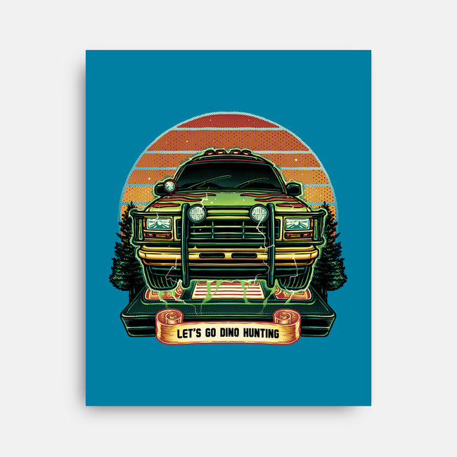 Dino Hunting Sunset-None-Stretched-Canvas-glitchygorilla