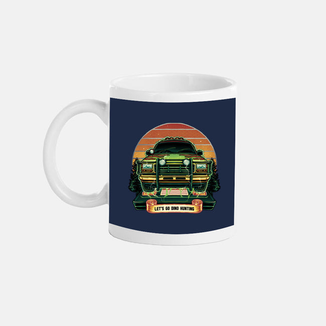 Dino Hunting Sunset-None-Mug-Drinkware-glitchygorilla