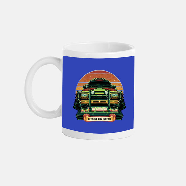 Dino Hunting Sunset-None-Mug-Drinkware-glitchygorilla