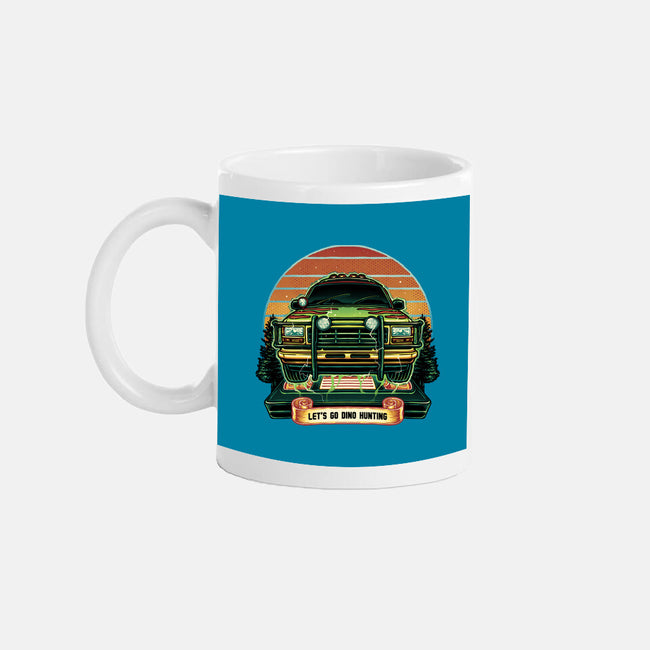 Dino Hunting Sunset-None-Mug-Drinkware-glitchygorilla