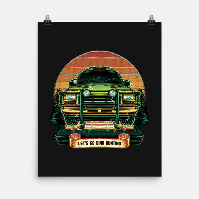 Dino Hunting Sunset-None-Matte-Poster-glitchygorilla