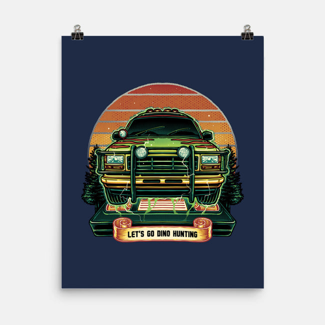 Dino Hunting Sunset-None-Matte-Poster-glitchygorilla