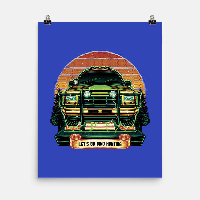 Dino Hunting Sunset-None-Matte-Poster-glitchygorilla