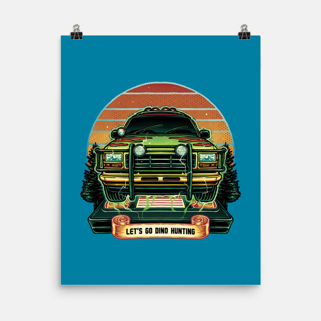 Dino Hunting Sunset-None-Matte-Poster-glitchygorilla