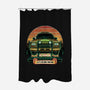 Dino Hunting Sunset-None-Polyester-Shower Curtain-glitchygorilla