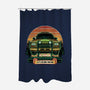 Dino Hunting Sunset-None-Polyester-Shower Curtain-glitchygorilla