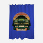 Dino Hunting Sunset-None-Polyester-Shower Curtain-glitchygorilla