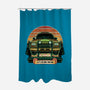 Dino Hunting Sunset-None-Polyester-Shower Curtain-glitchygorilla