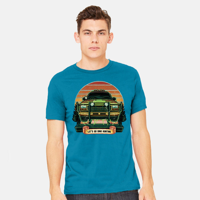Dino Hunting Sunset-Mens-Heavyweight-Tee-glitchygorilla