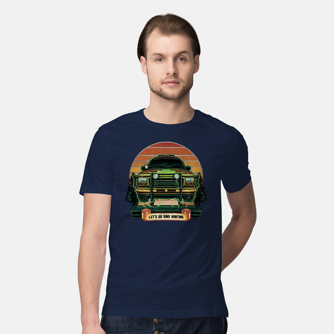 Dino Hunting Sunset-Mens-Premium-Tee-glitchygorilla