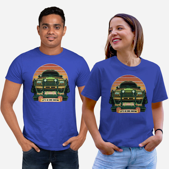 Dino Hunting Sunset-Unisex-Basic-Tee-glitchygorilla