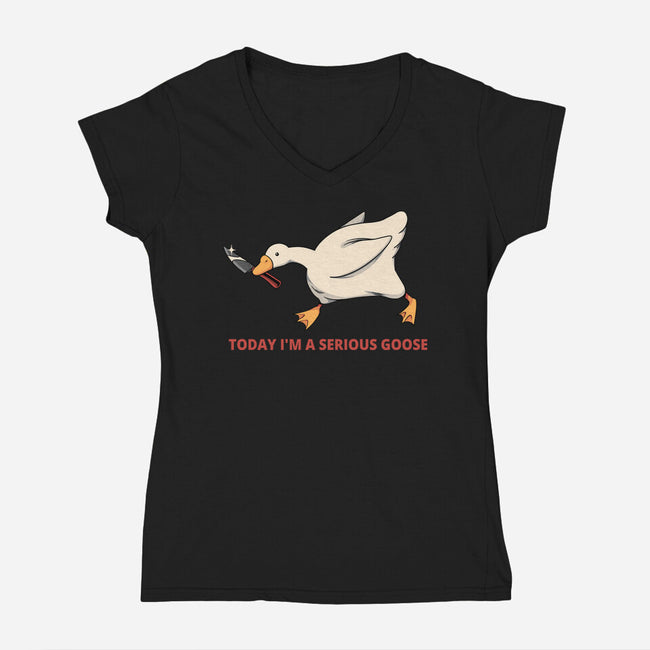 Serious Goose Violence-Womens-V-Neck-Tee-tobefonseca