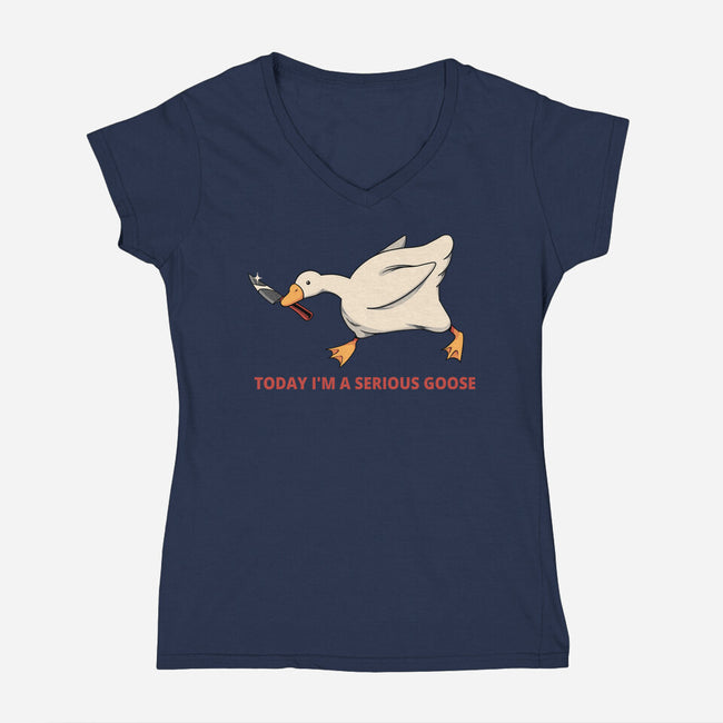Serious Goose Violence-Womens-V-Neck-Tee-tobefonseca