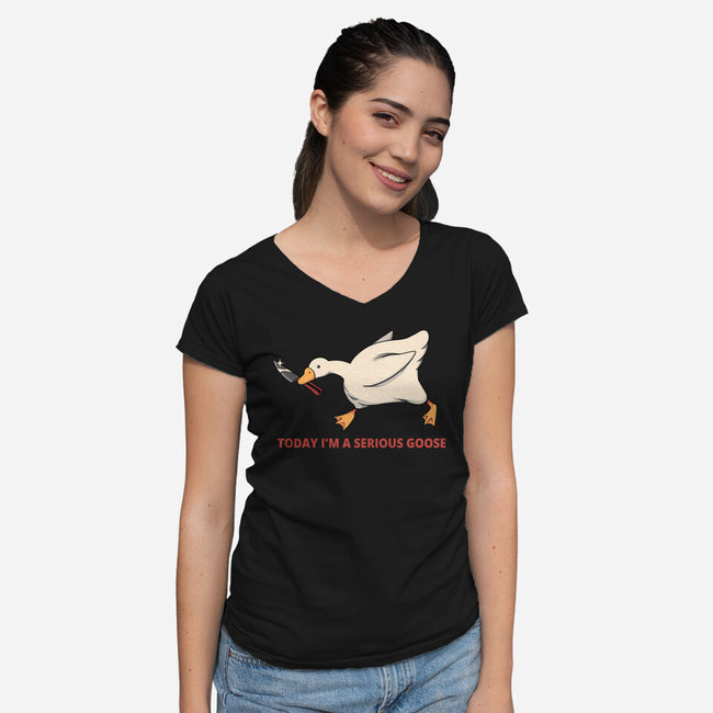 Serious Goose Violence-Womens-V-Neck-Tee-tobefonseca