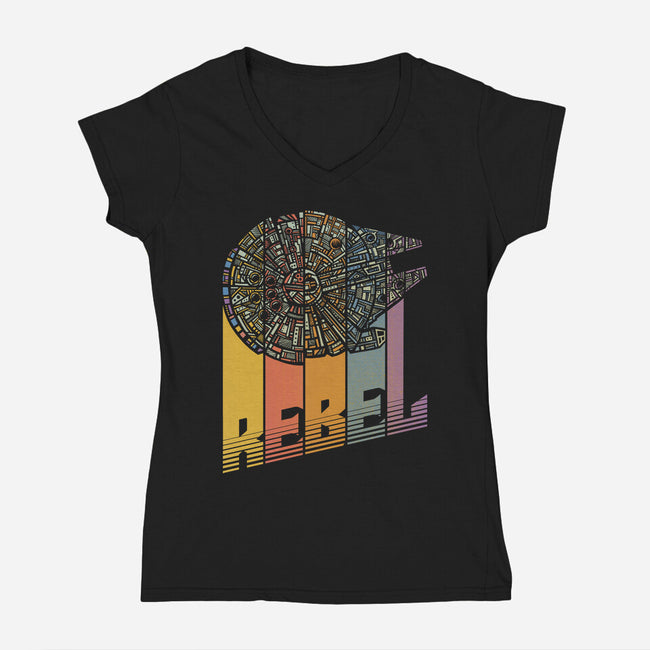 Rainbow Falcon-Womens-V-Neck-Tee-kg07